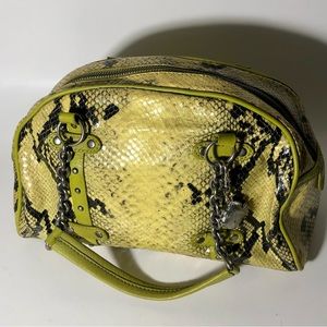 Cynthia Rowley - Snake Skin Chartreuse - Chain Strap Handles - Dome Shoulder bag